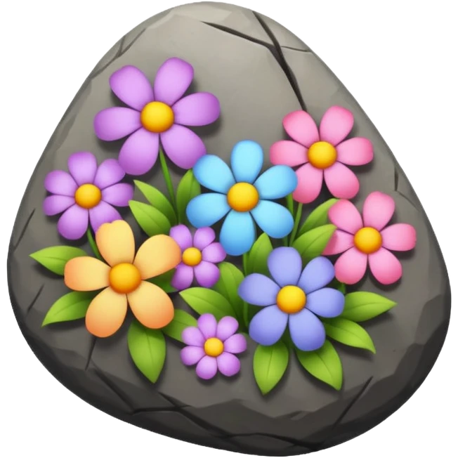 rock giving flowers emoji