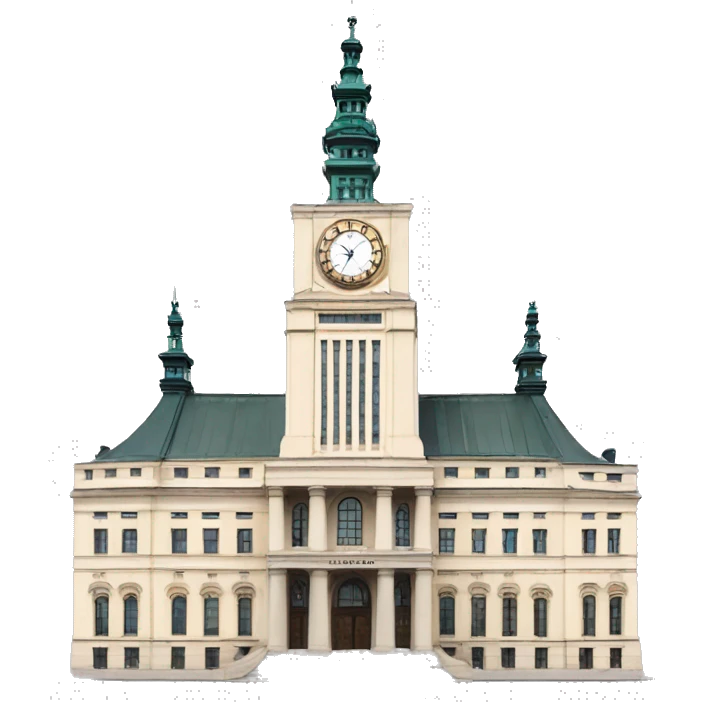 Warsaw palace of culture wit clock on the top of tower emoji