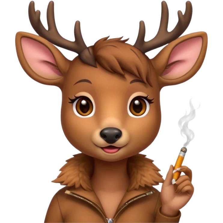 Cute female deer with cigarette emoji
