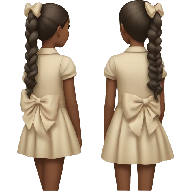 Two girls wearing bows back view beige emoji