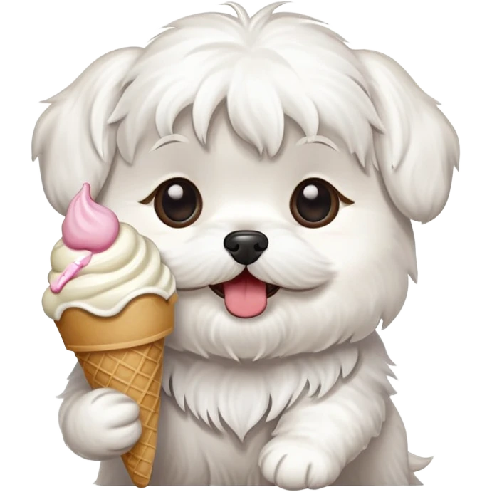 Shitzu Maltese eating ice cream emoji