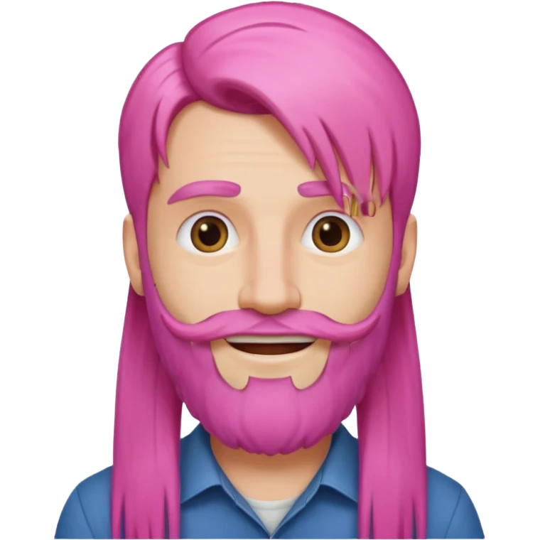 man with very long straight hair pink and beard no mustache emoji