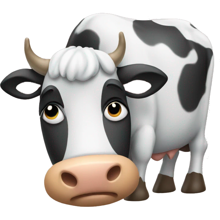 a sleepy cow who's buzzy with school emoji