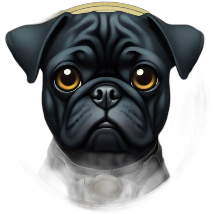 A cyberpunk black pug in Art Nouveau style during 1910 emoji