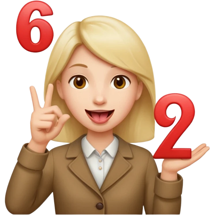 Happy face with tongue out with a number six in one hand and number seven in the other hand emoji