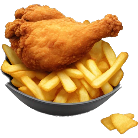 fried chicken in a bowl with chips emoji