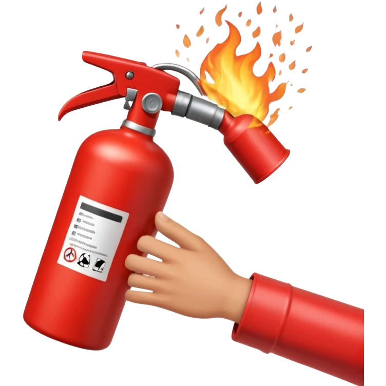 hand holding Fire extinguisher
 and puts out fire emoji
