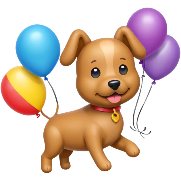 dog shaped flying balloons emoji