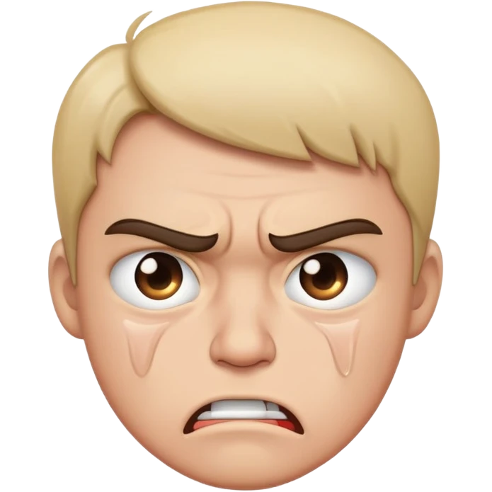 angry face holding back tears emoji