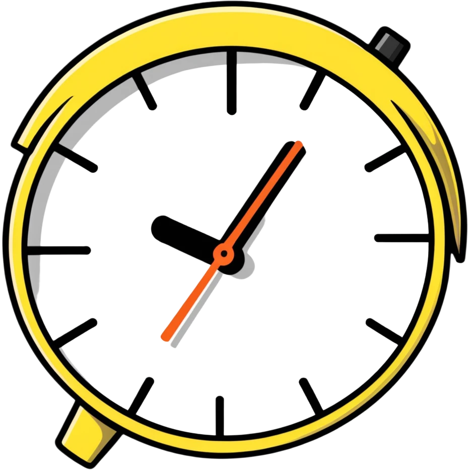 sticker style clock with cheerful face and Dayforce theme emoji