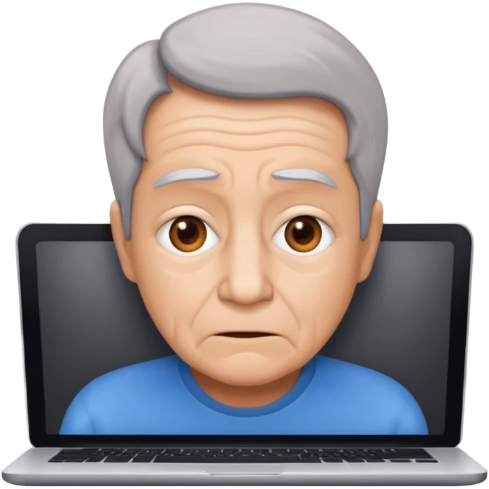 computer anxiety (person between 55 and 65 years old) emoji