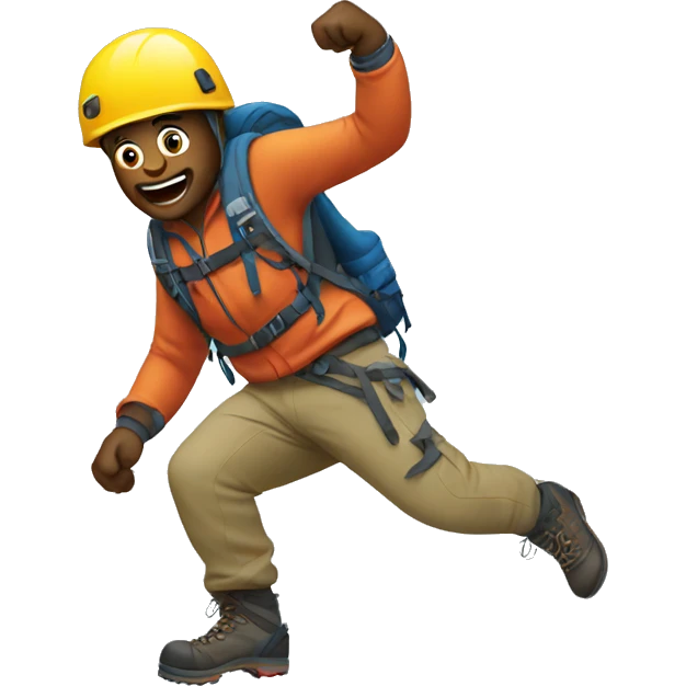guy in mountain climbing gear dancing silly emoji