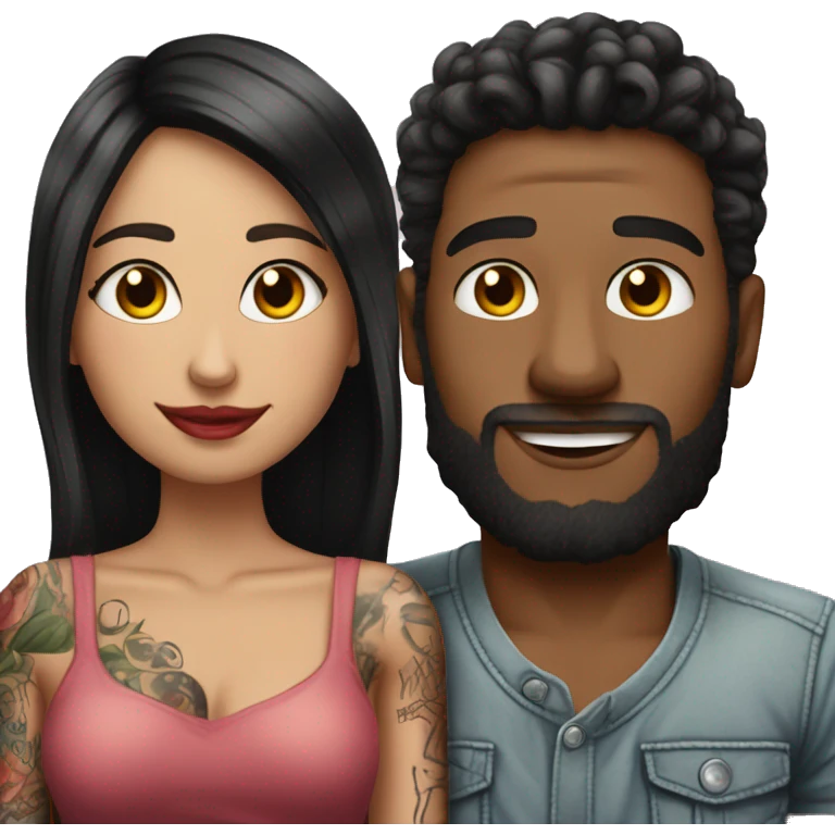 Romantic movie theater date for beautiful tattooed couple emoji