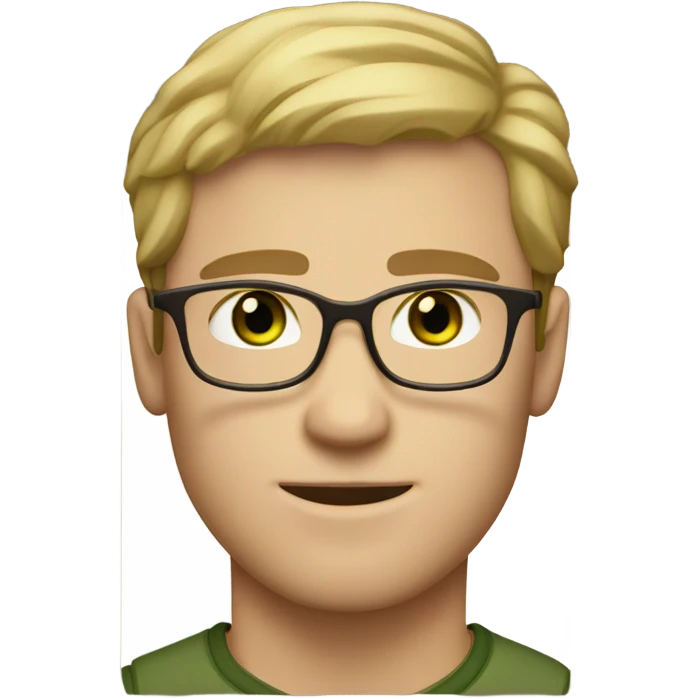 light skinned Caucasian male, green eyes, brown glasses and light stubble emoji
