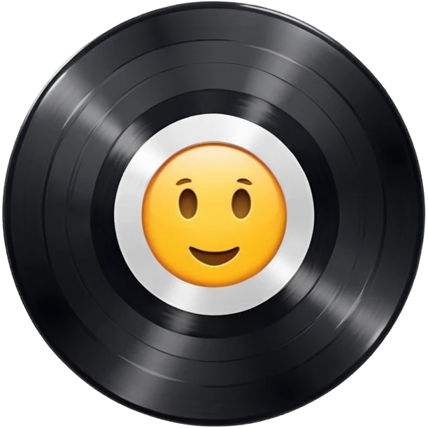 a black vinyl record with a all white blank center emoji