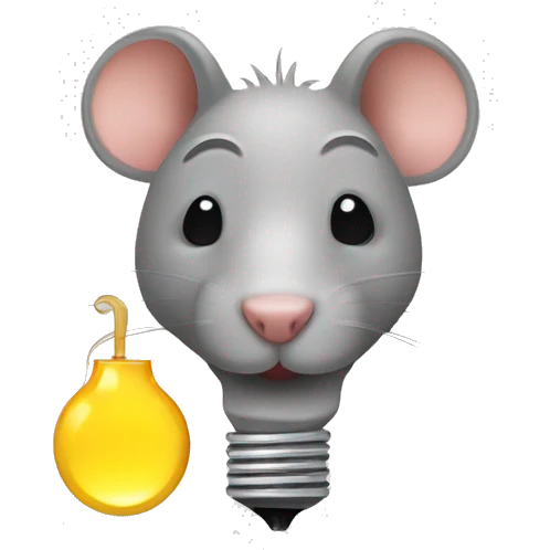 Un rat à côté d'une ampoule  emoji