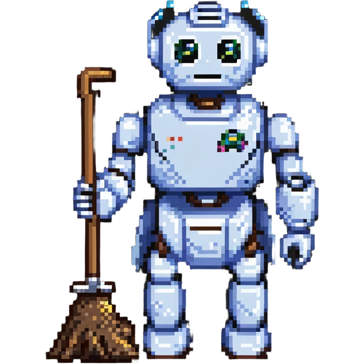 robot janitor with poop emoji