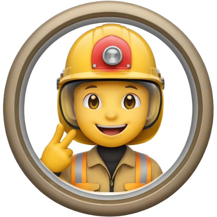 Yellow circle smile emoji wearing helmet licking a window emoji