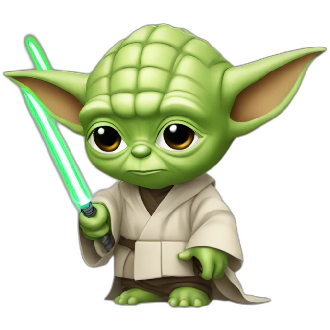 Yoda qui se bat avec Macron au sabre lazer emoji