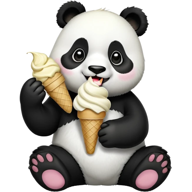 Panda eating ice cream emoji