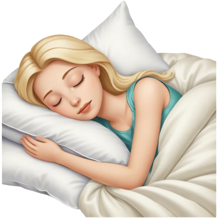 Sleeping beauty light brunett white girl sleeping on silk pillow and duvet  emoji