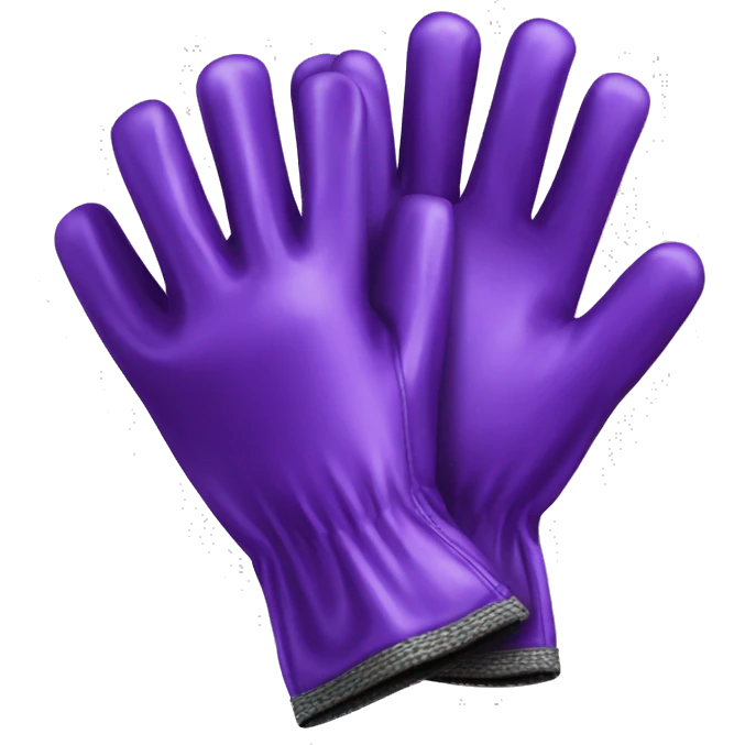 Realistic metallic purple work gloves isolated.  emoji