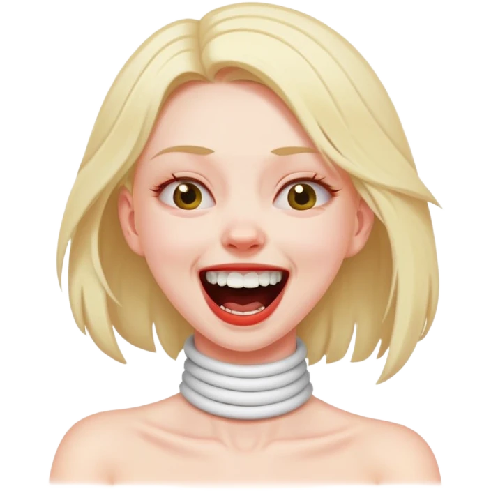 Girl strangling her neck laugh mad emoji