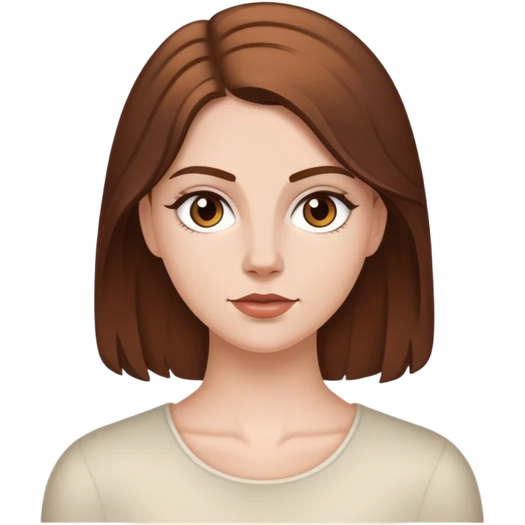 a white girl with brown hair. Justine moore emoji