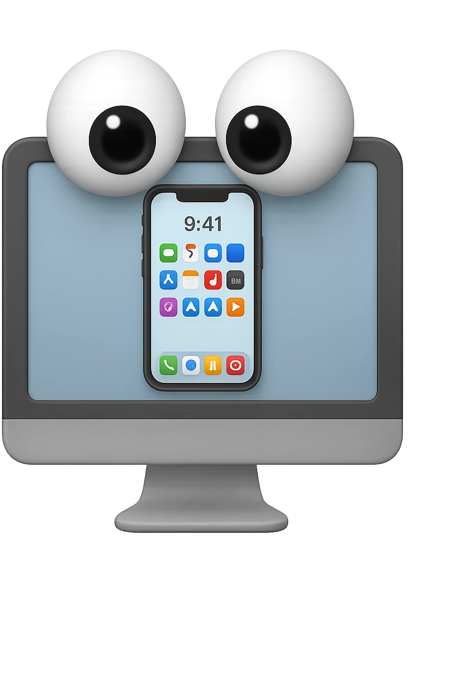 emoji 3d stile iphone di schermo pc con occhi 3d emoji