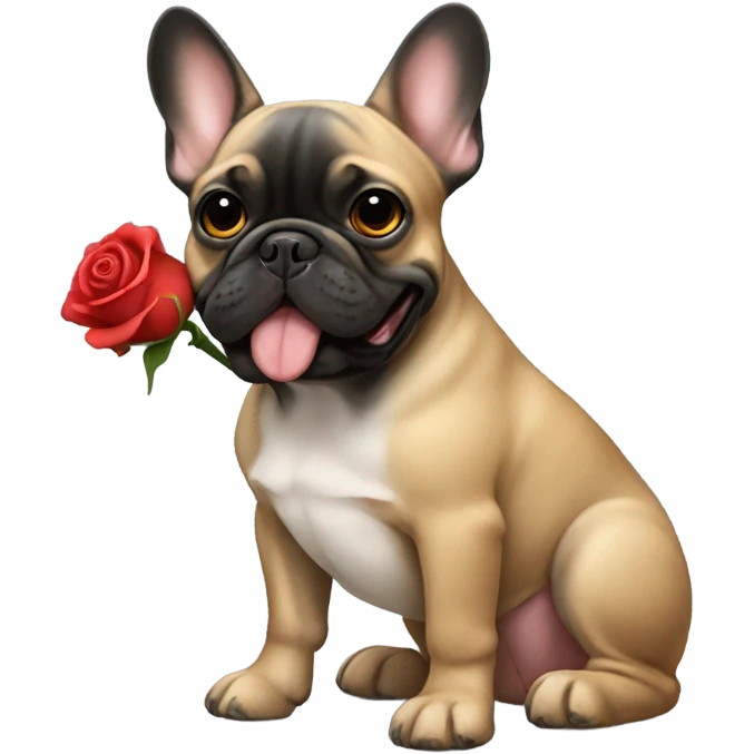 French bulldog black and tan with rose emoji