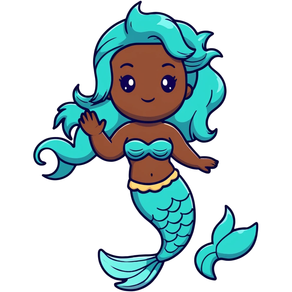 black mermaid with dark skin emoji