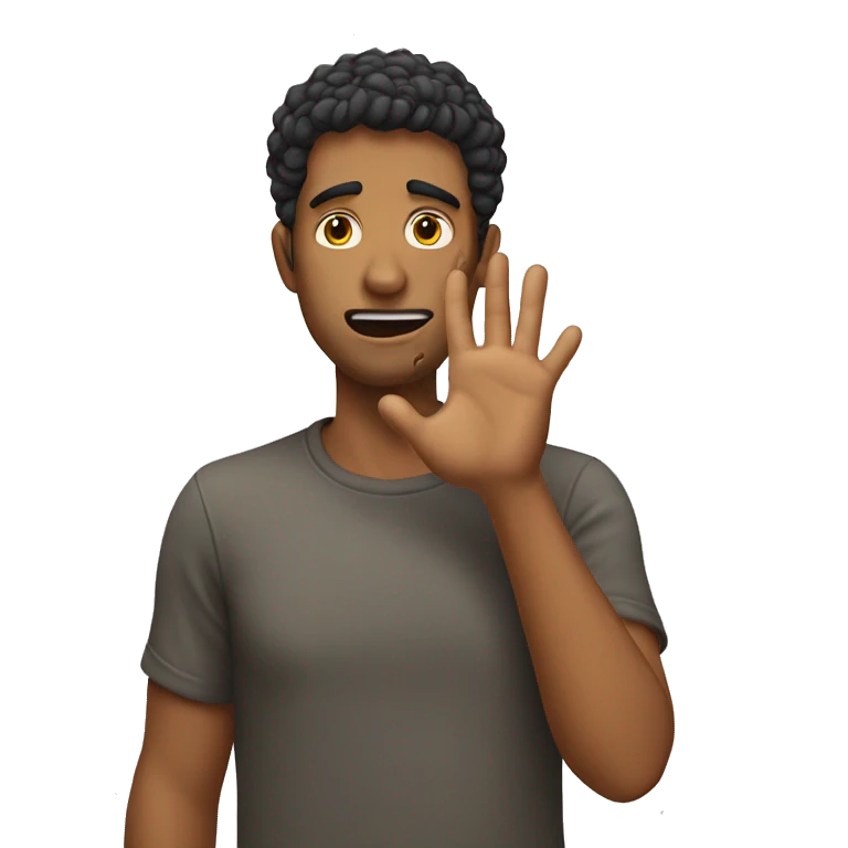 A guy taunting with his hand on his face emoji