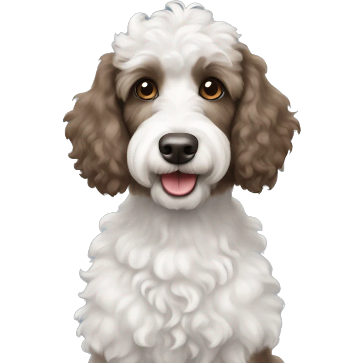 Brown and white poodle and grey aussiedoodle emoji