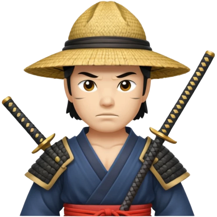 Samurais in Hat, Samurai with straw hat and sword sheath emoji