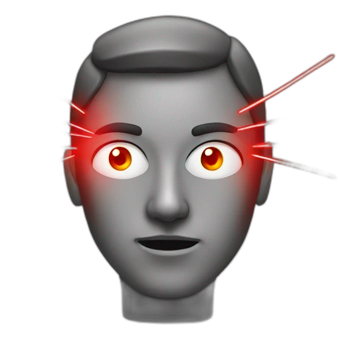 person with red lasers coming out of their eyes emoji