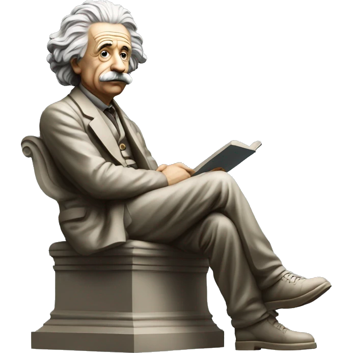 sitting philosopher-statue as albert einstein thinking emoji