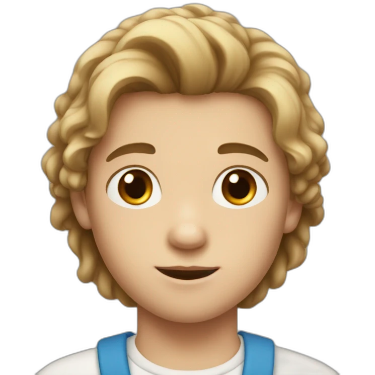 White child boy with brownlong but not so long hair brown emoji