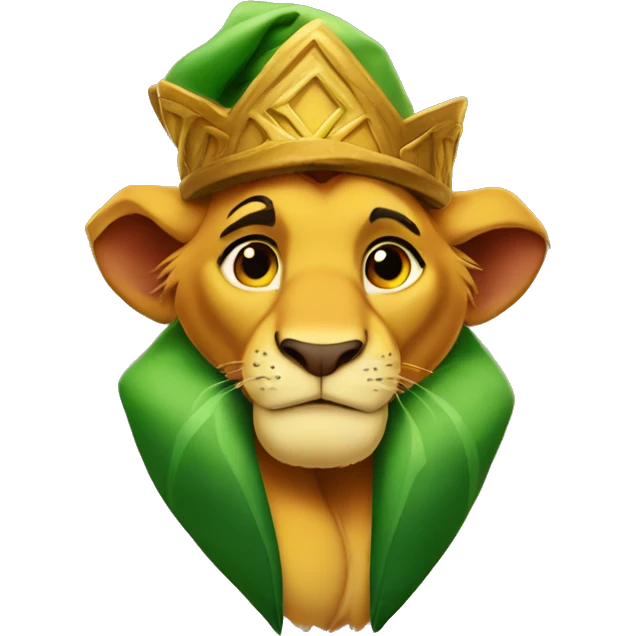 Simba from Lion King wearing Elf hat emoji