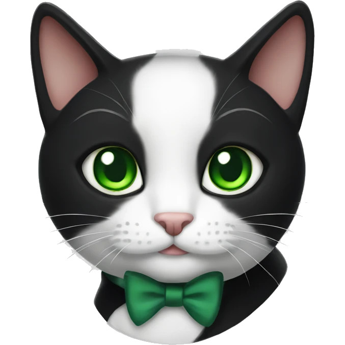 tuxedo cat with green eyes emoji