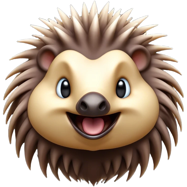 Cinematic Comical Echidna Portrait Emoji, Head tilted dramatically with an exaggeratedly amused expression, featuring a quirky, spiky fur with a scrunched-up face and wide, expressive eyes full of playful disbelief, Simplified yet hilariously expressive features, highly detailed, glowing with a slightly sassy glow, high shine, dramatic yet playful, stylized with an air of cheeky mischief, bright and endearing, soft glowing outline, capturing the essence of a spirited and over‐the‐top echidna, so meme‐worthy it feels like it could prick its way into internet fame instantly! emoji