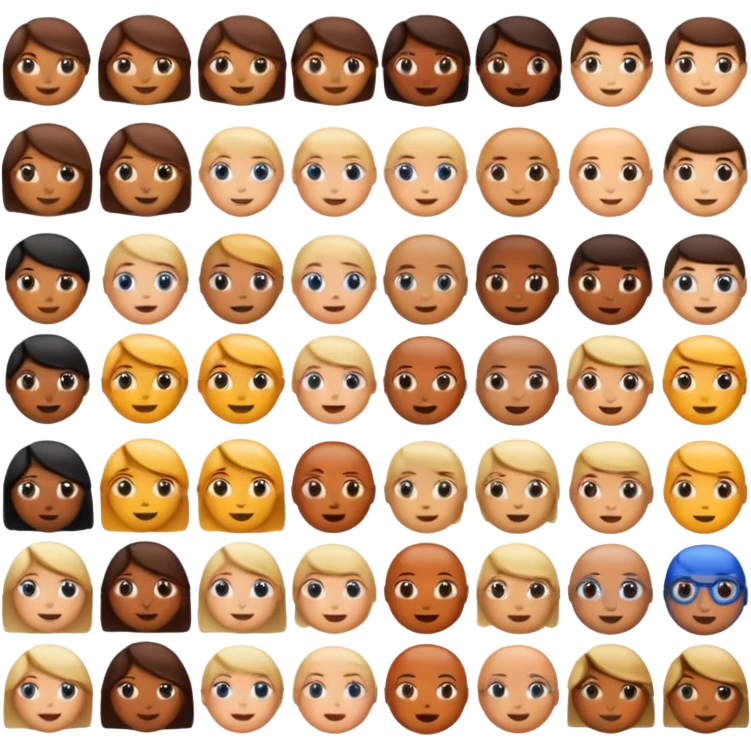 صورة تحتوي على 10 أعمدة و7 صفوف ايموجي متشابهة بينها واحد مختلف emoji