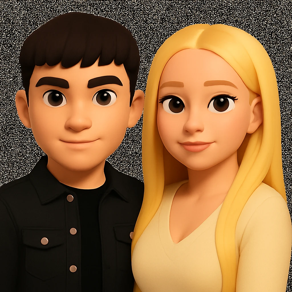 Slightly increase the volume of the upper body of the girl and slightly rotate her to face forward, preserving the style of the original image. emoji