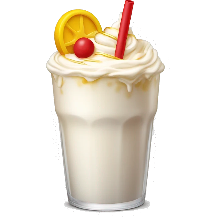 beautiful and delicate milkshake with two straws with a Summer Core, in white, bright crimson red and yellow gold colors emoji