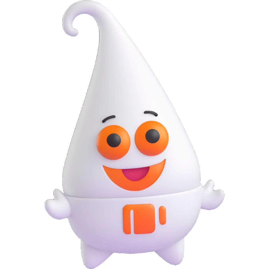 Reddit Snoo mascot, 3D emoji style, white body, orange eyes, playful expression emoji