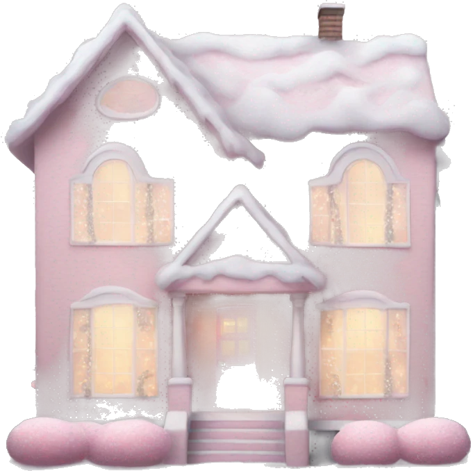 Pastel pink Christmas house realistic  emoji