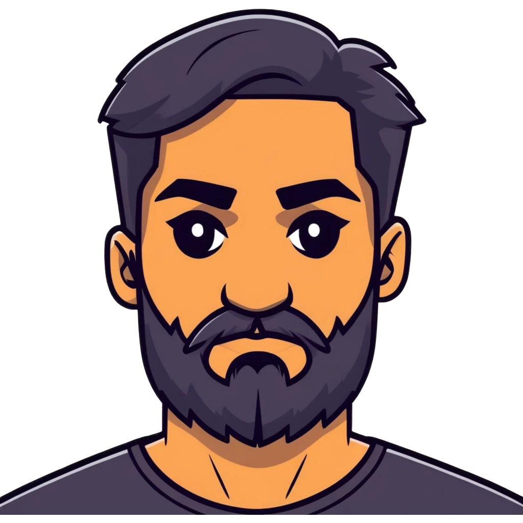 bearded man with dramatic thick eyebrows emoji