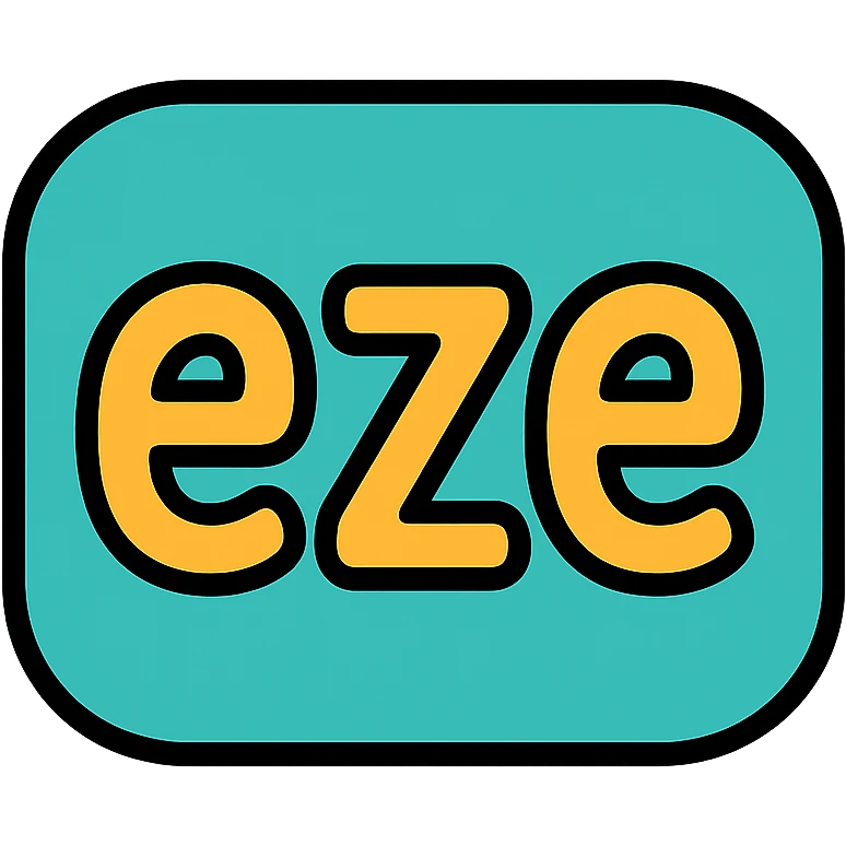the word 'eze' in a rounded icon style, soft edges, friendly appearance emoji