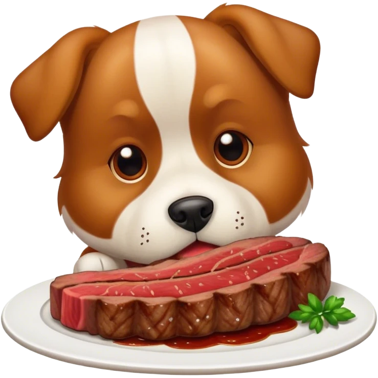 Dog eating a steak emoji