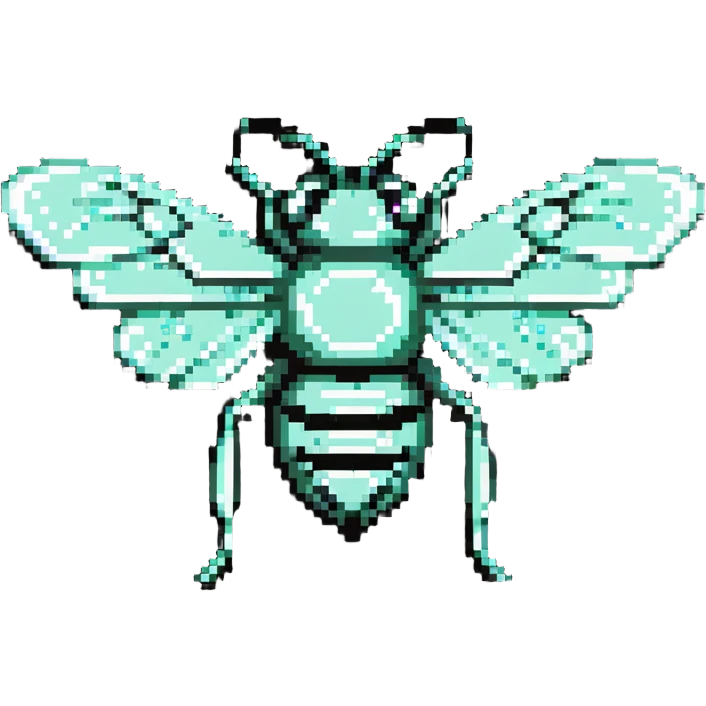 Mint green female bee with diamond wings, sparkly rhinestones, and glittery effects emoji