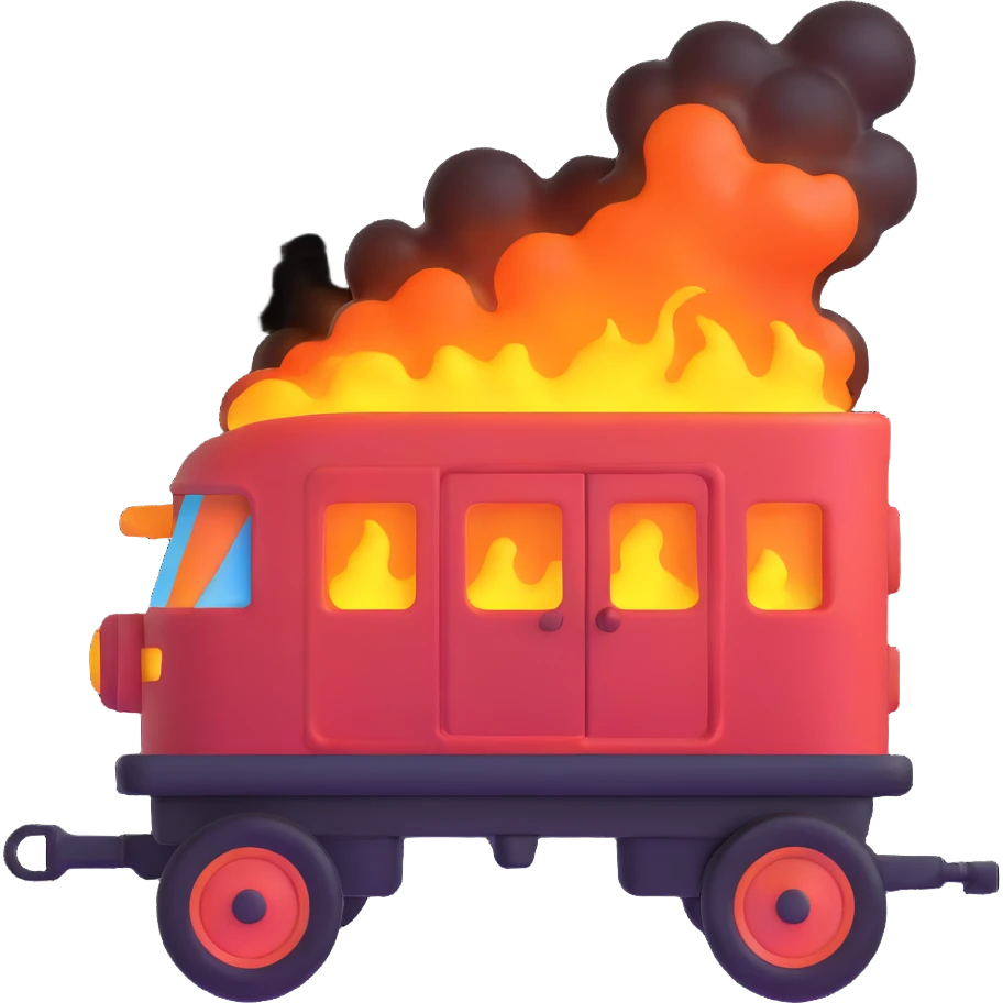 wagon with molten steel, glowing and steaming emoji